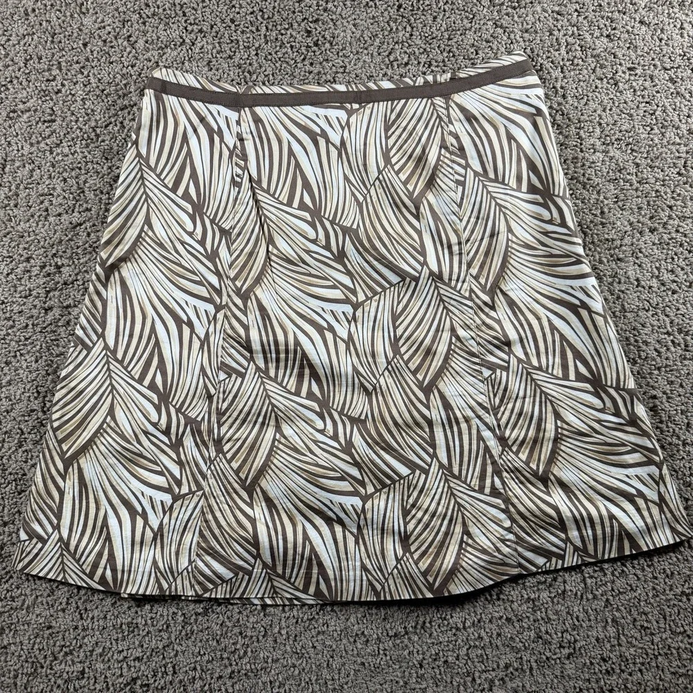Talbots A line Leaf Skirt‎ Size 12 Petite tropical resort wear neutral preppy